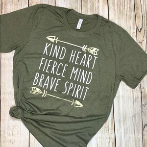 Kind Heart Fierce Mind Brave Spirit Graphic T  NWT